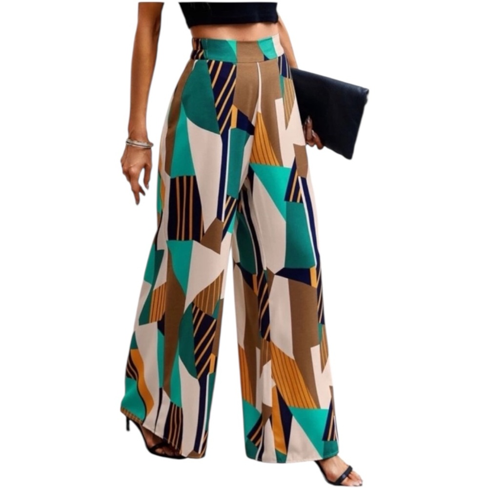 Hapsho Geometric Print Wide Leg Pants